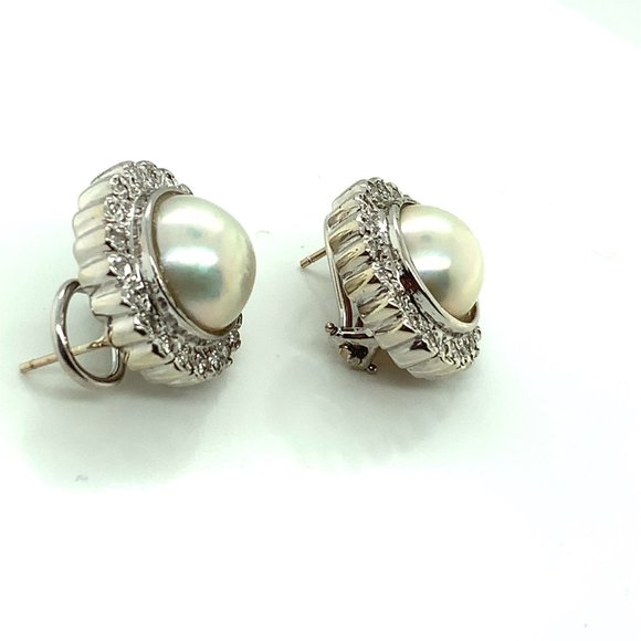 14K White Gold Moby Pearl Earrings - Picture 2 of 4